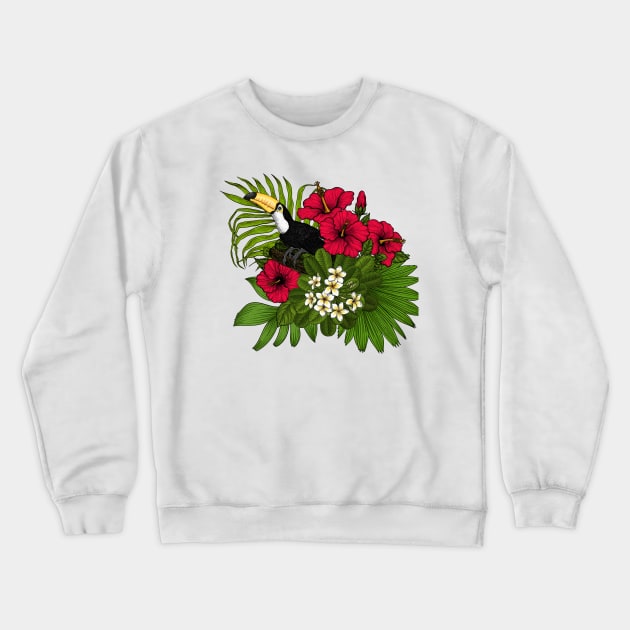 Toucan and tropical flora 3 Crewneck Sweatshirt by katerinamk